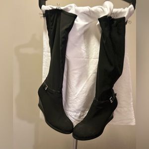 Ralph Lauren Tula Black Microfiber Stretch Fabric Boot 7.5